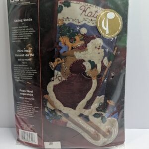 New Bucilla Skiing Santa 18" Christmas Felt Stocking Kit #85320